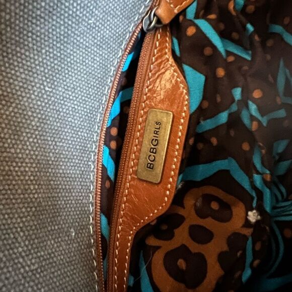 Bcbgirls Purse Brown Khaki Canvas Rope Baguette | Color: Brown/Green - Picture 8 of 8